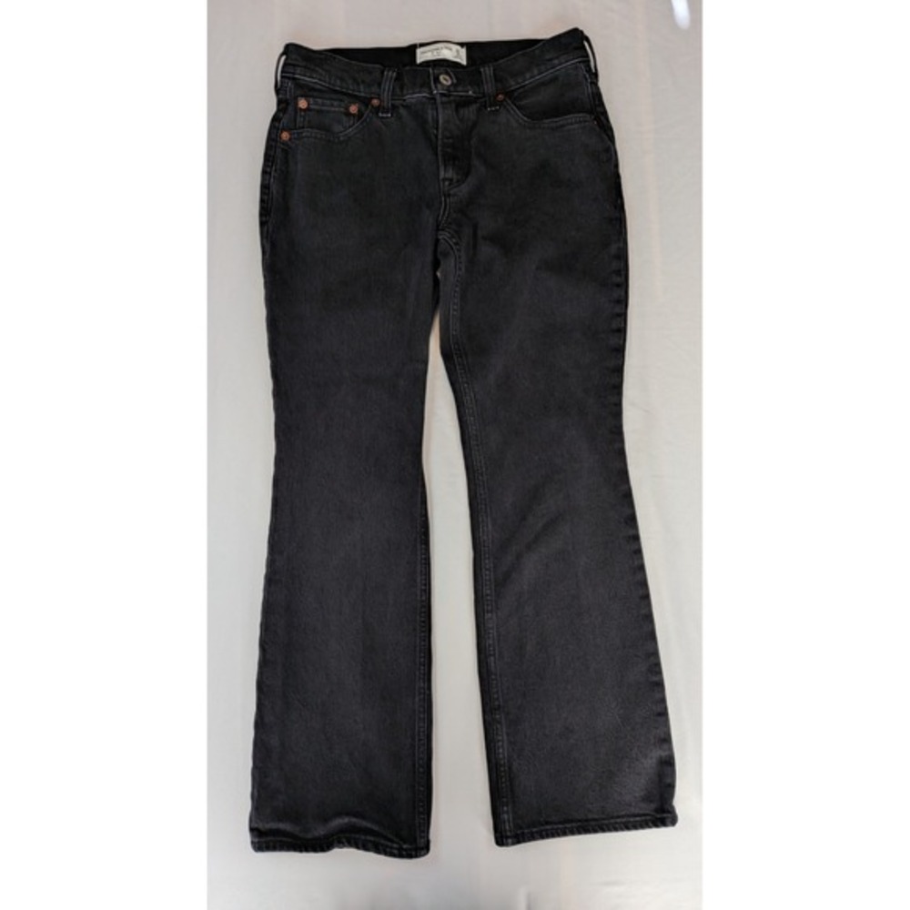 Abercrombie & Fitch The Boot Low Rise Jeans Black Bootcut Size 26 2S Stretch